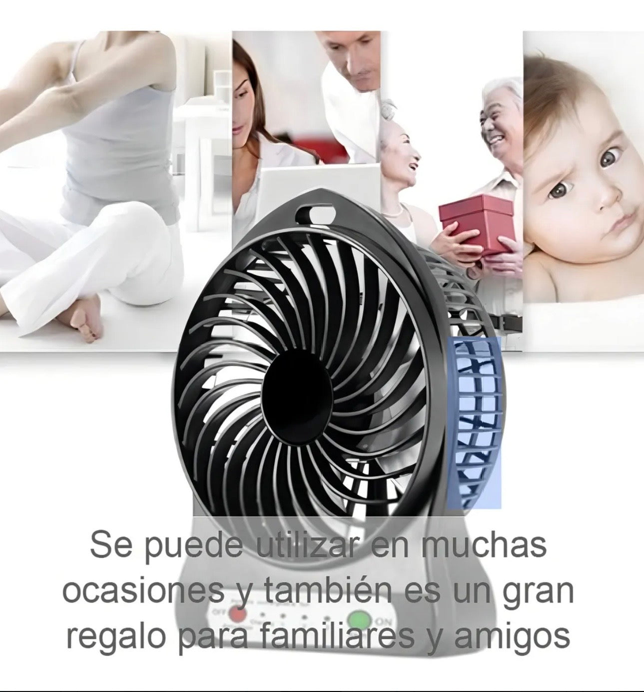 MINI VENTILADOR DE ESCRITORIO 3 VELOCIDADES Y LINTERNA