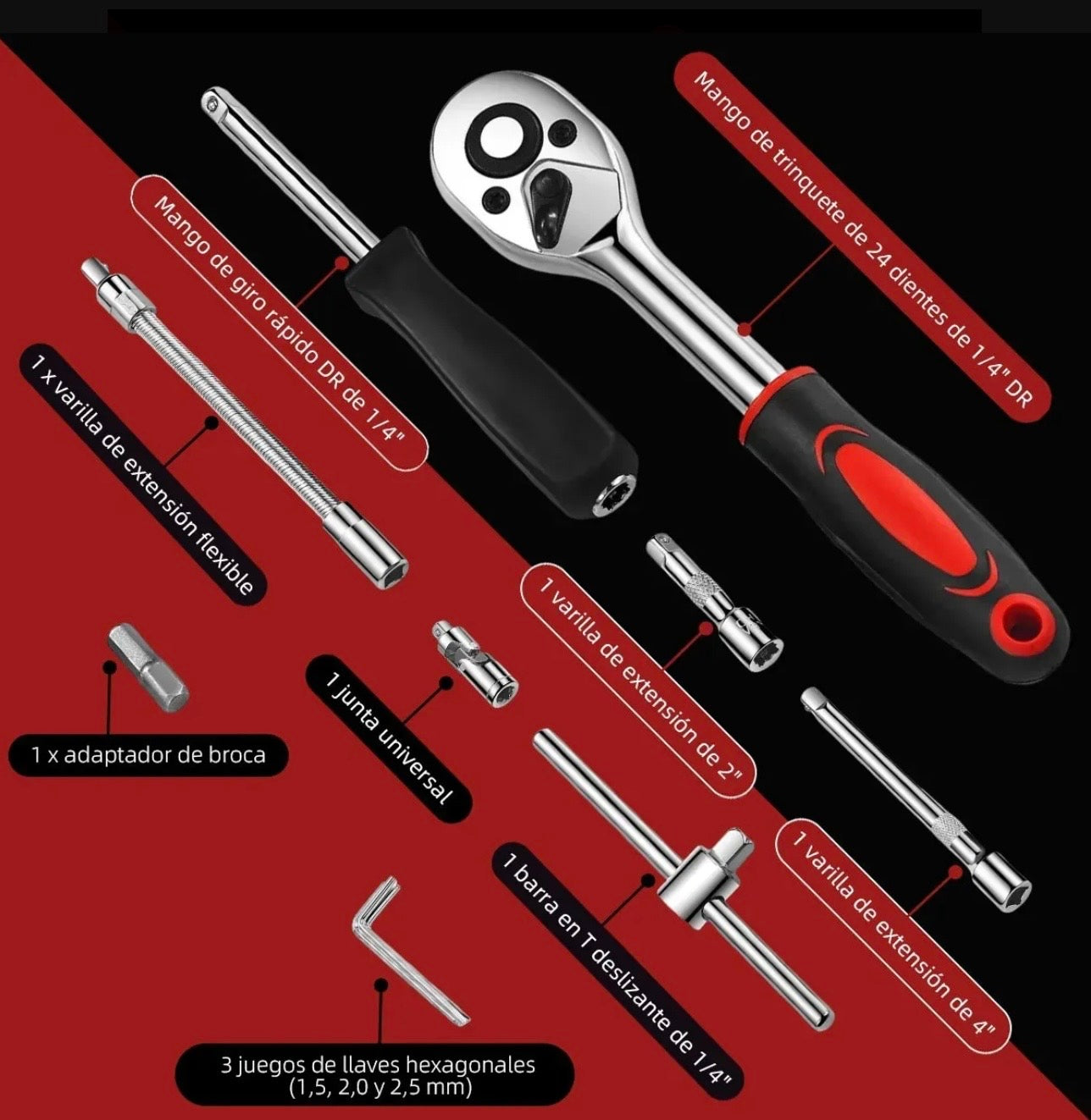 JUEGO DE MATRACA Y DADOS DE 1/4 CON ESTUCHE