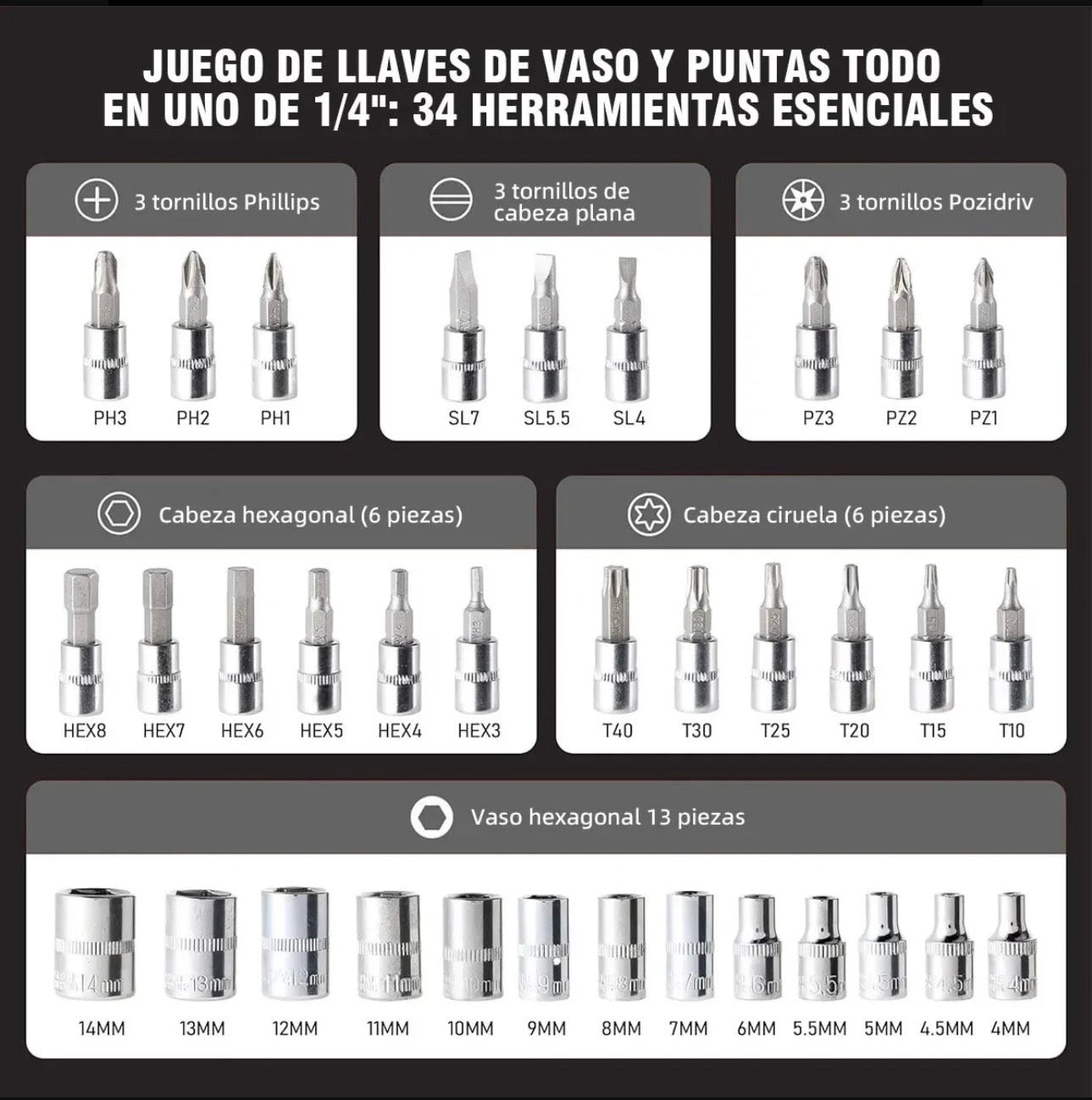 JUEGO DE MATRACA Y DADOS DE 1/4 CON ESTUCHE