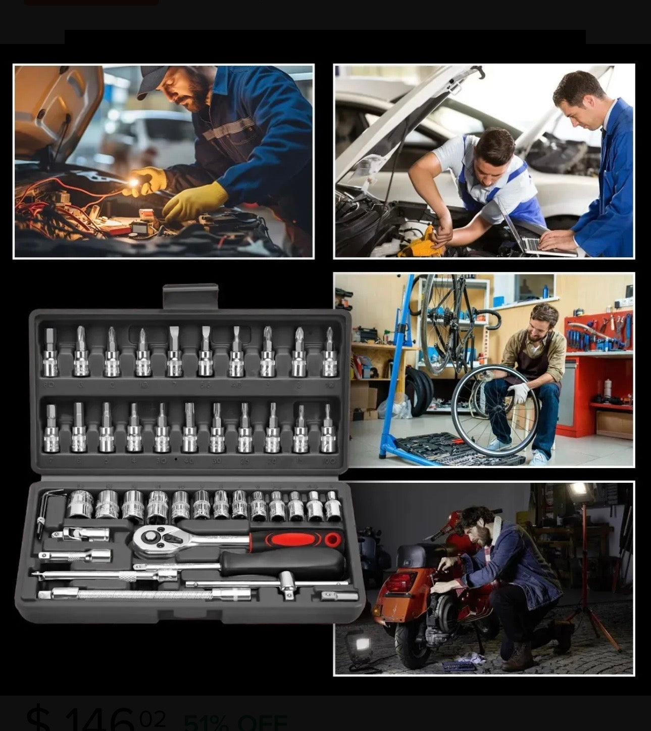 JUEGO DE MATRACA Y DADOS DE 1/4 CON ESTUCHE