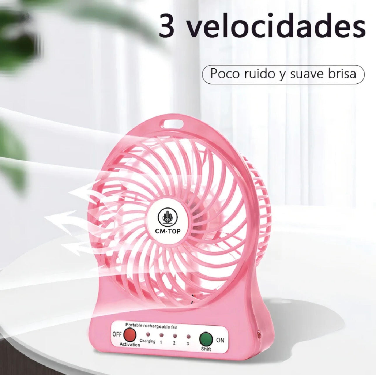 MINI VENTILADOR DE ESCRITORIO 3 VELOCIDADES Y LINTERNA