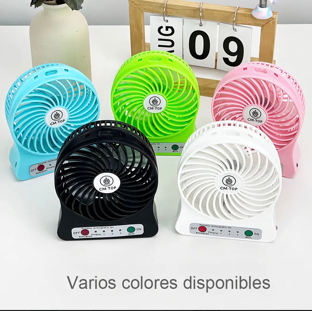 MINI VENTILADOR DE ESCRITORIO 3 VELOCIDADES Y LINTERNA