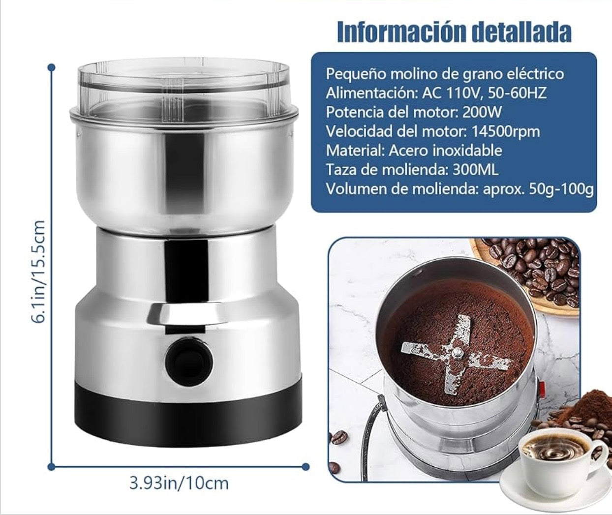 MOLINO ELECTRICO PARA CAFE Y ESPECIAS