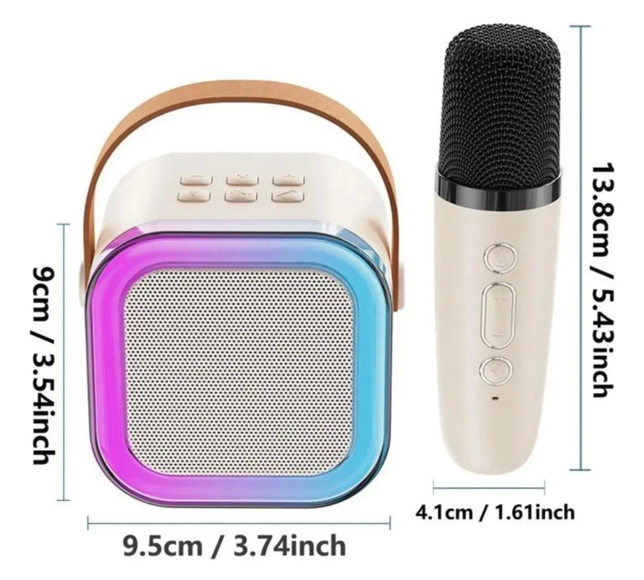 MINI KARAOKE CON 2 MICROFONOS Y LUZ DE COLORES