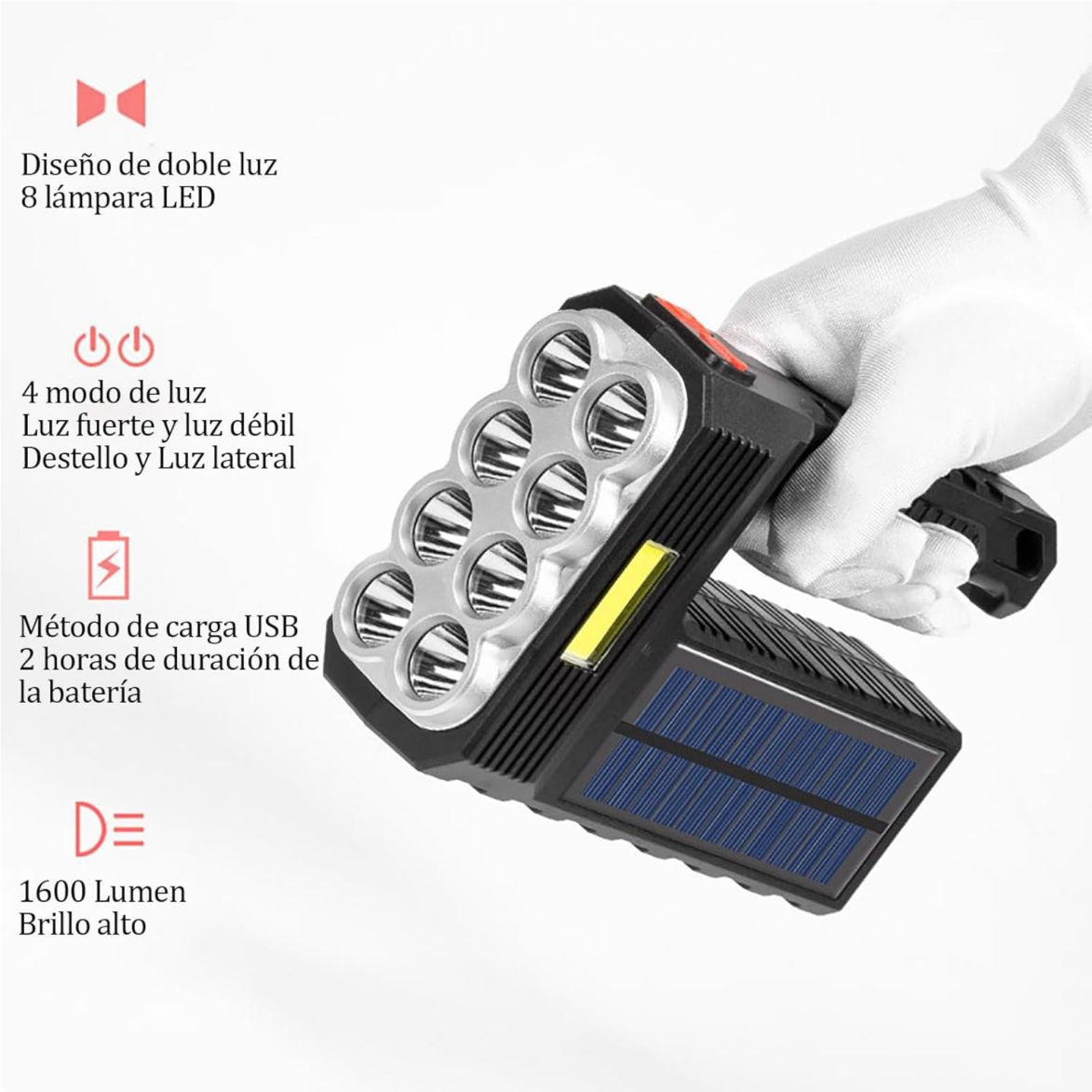 LAMPARA DE EMERGENCIA RECARGABLE Y SOLAR