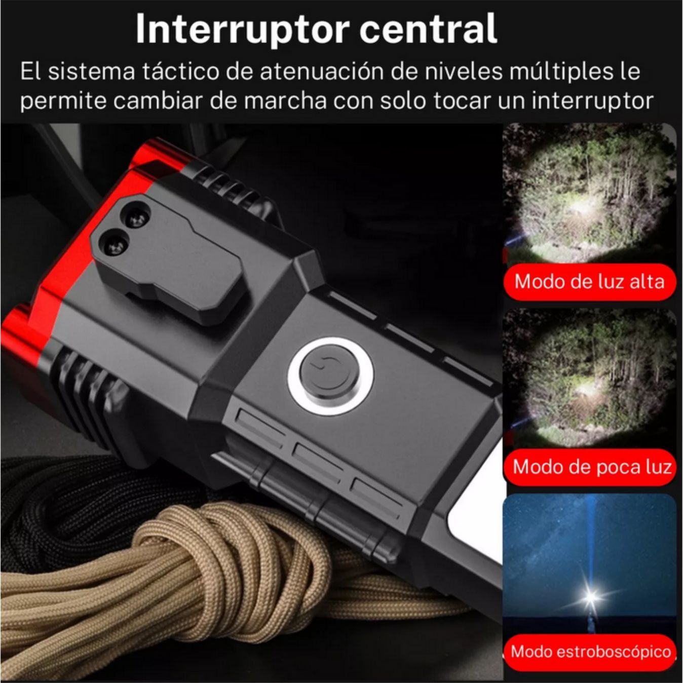 LINTERNA MARTILLO CON IMAN DE SEGURIDAD PARA COCHE, RECARGABLE