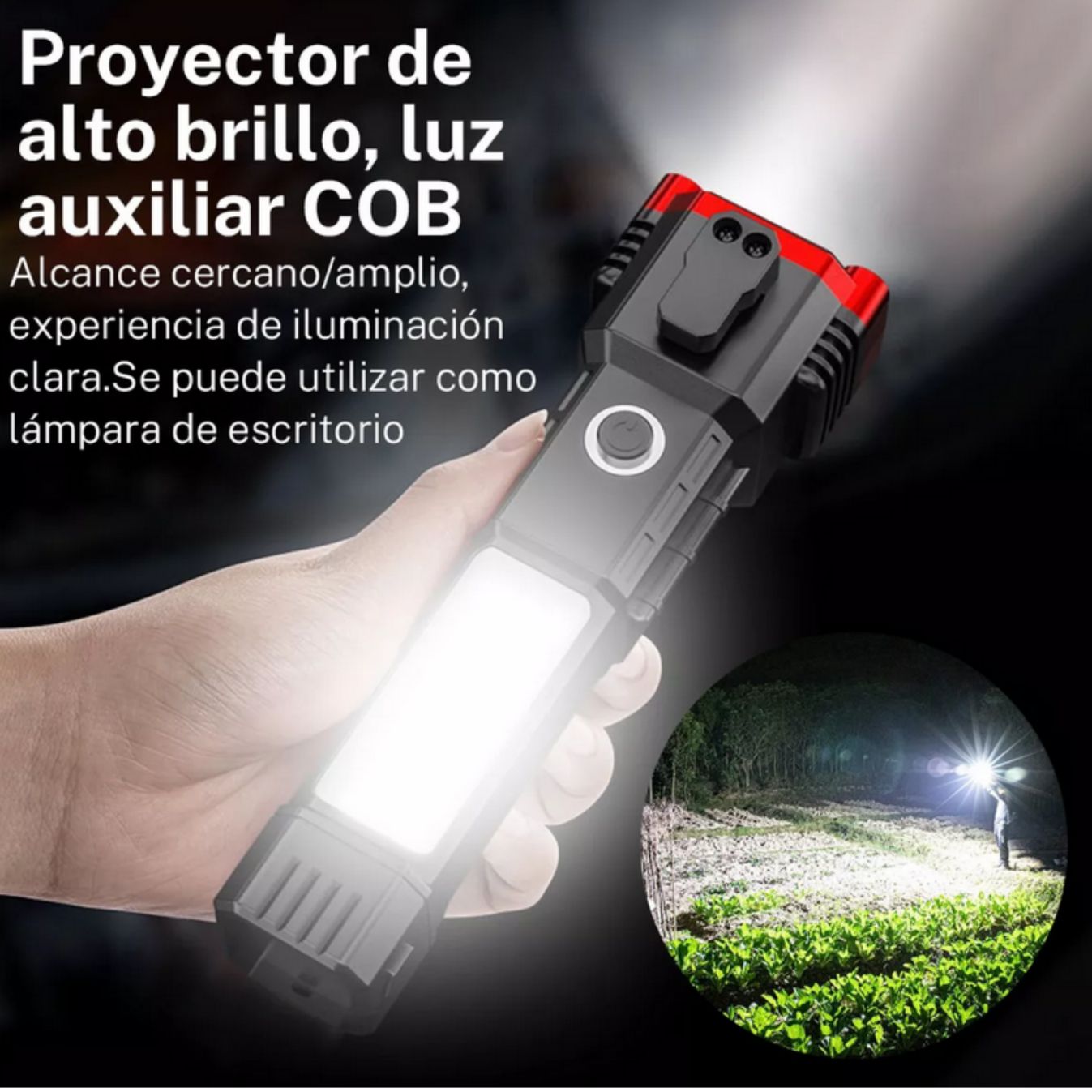 LINTERNA MARTILLO CON IMAN DE SEGURIDAD PARA COCHE, RECARGABLE