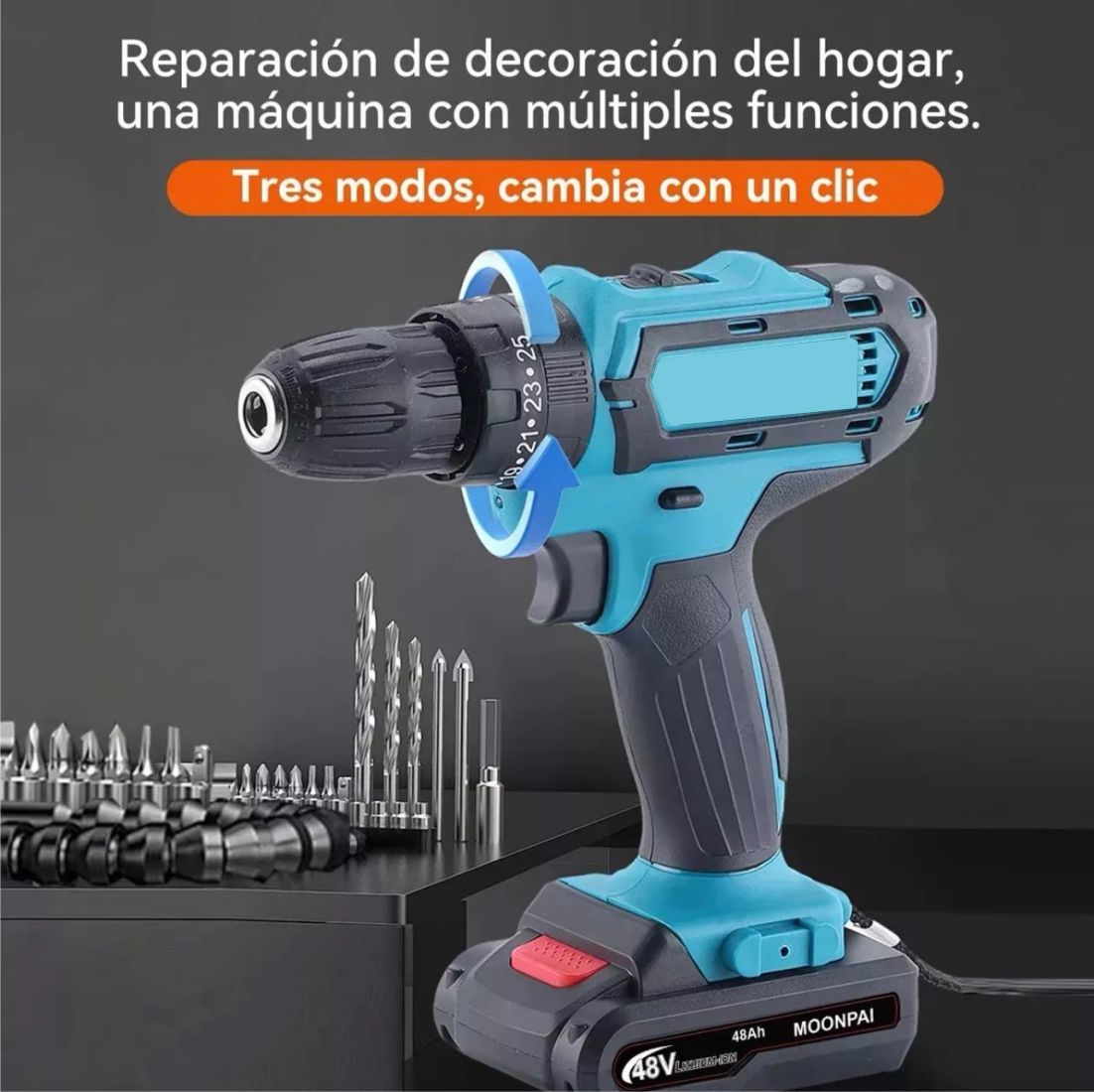 KIT TALADRO ROTOMARTILLO INALÁMBRICO RECARGABLE +2 BATERÍAS Y ACCESORIOS / IDEAL PARA REPARACIONES EN CASA