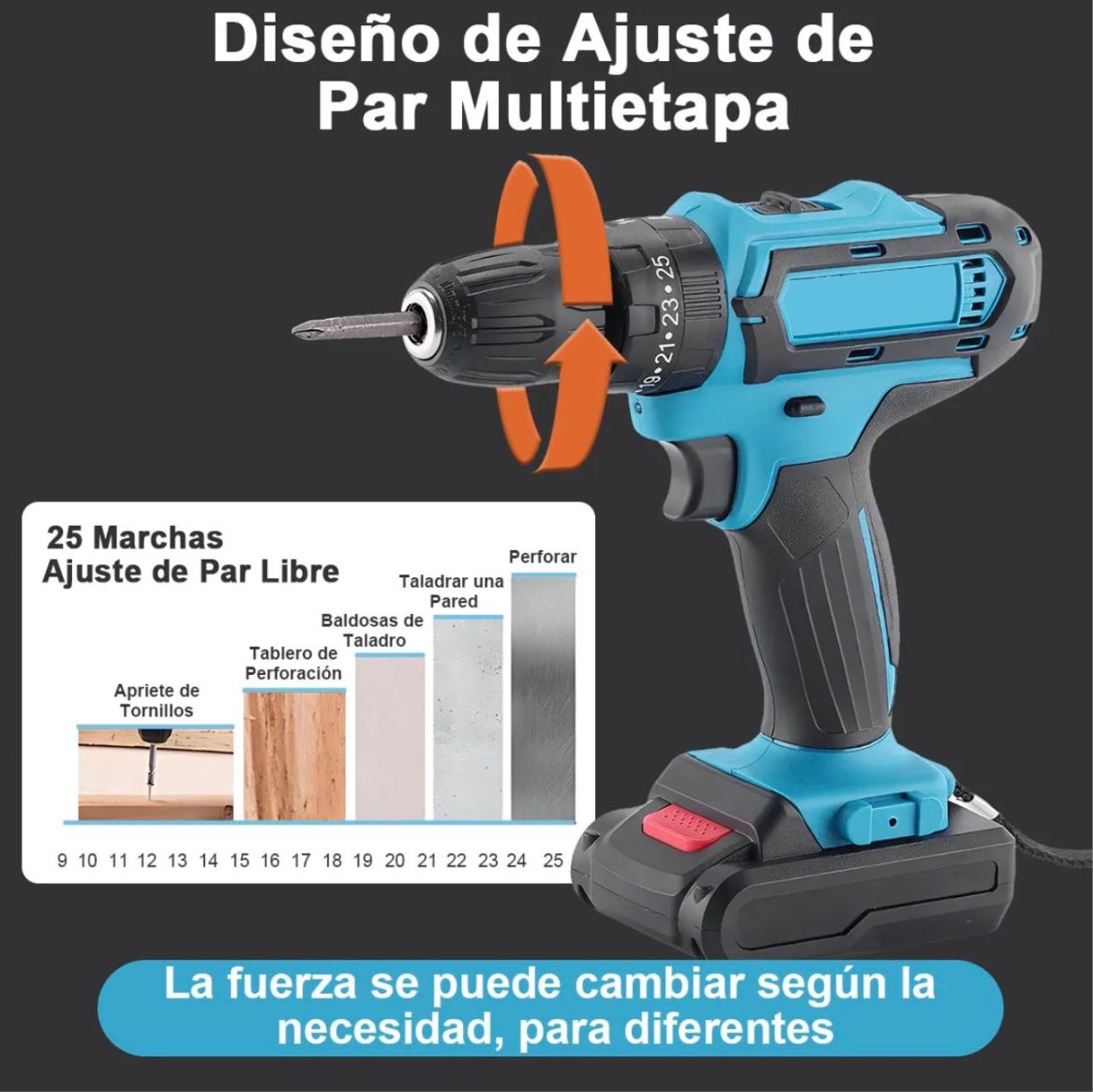 KIT TALADRO ROTOMARTILLO INALÁMBRICO RECARGABLE +2 BATERÍAS Y ACCESORIOS / IDEAL PARA REPARACIONES EN CASA