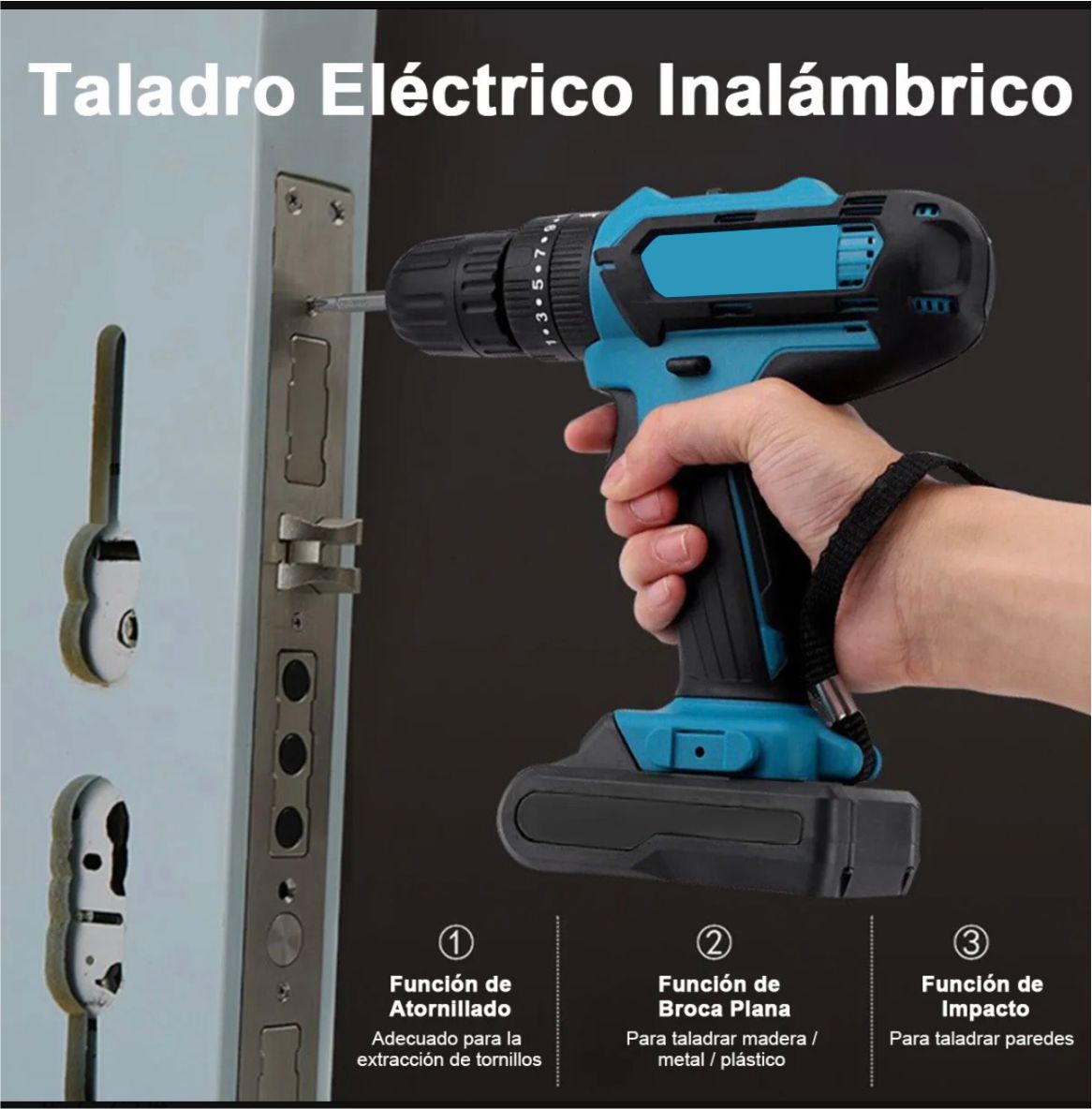 KIT TALADRO ROTOMARTILLO INALÁMBRICO RECARGABLE +2 BATERÍAS Y ACCESORIOS / IDEAL PARA REPARACIONES EN CASA